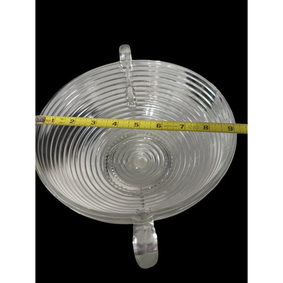 Vintage 1938-43 Anchor Hocking clear Manhattan large footed fruit bowl FLAW - Picture 5 of 6